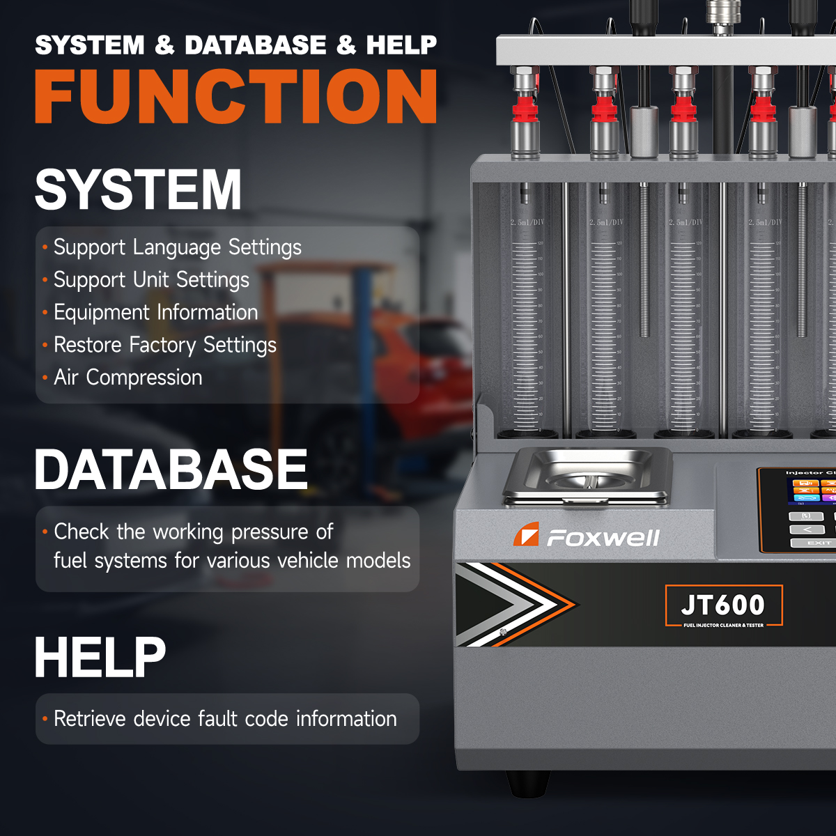 Fuel Injector Cleaner - FOXWELL JT600 Piezo GDI EFI FSI