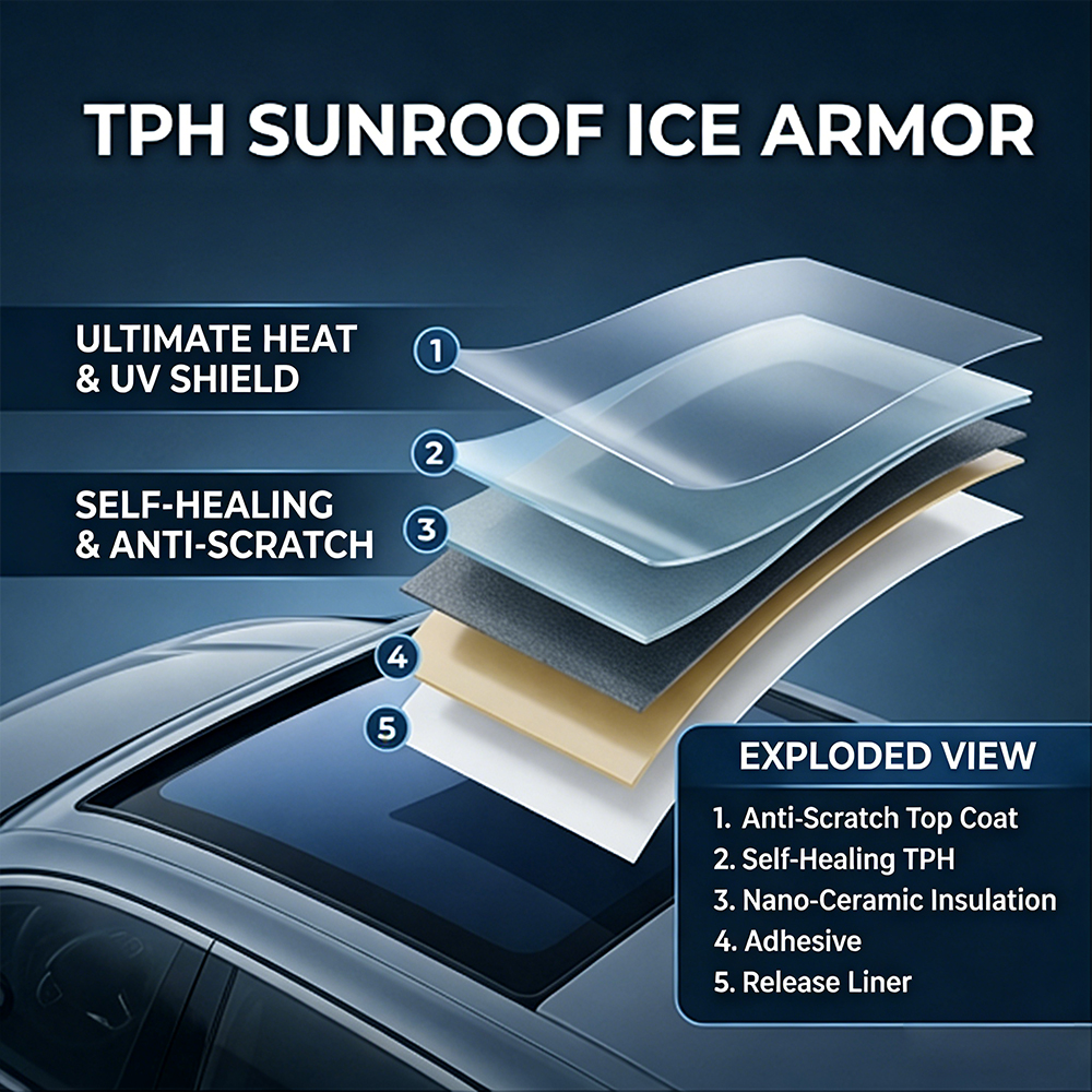 7.5mil TPH Car Sunroof Ice Arm - đánh giá và giá Tinted Window Film