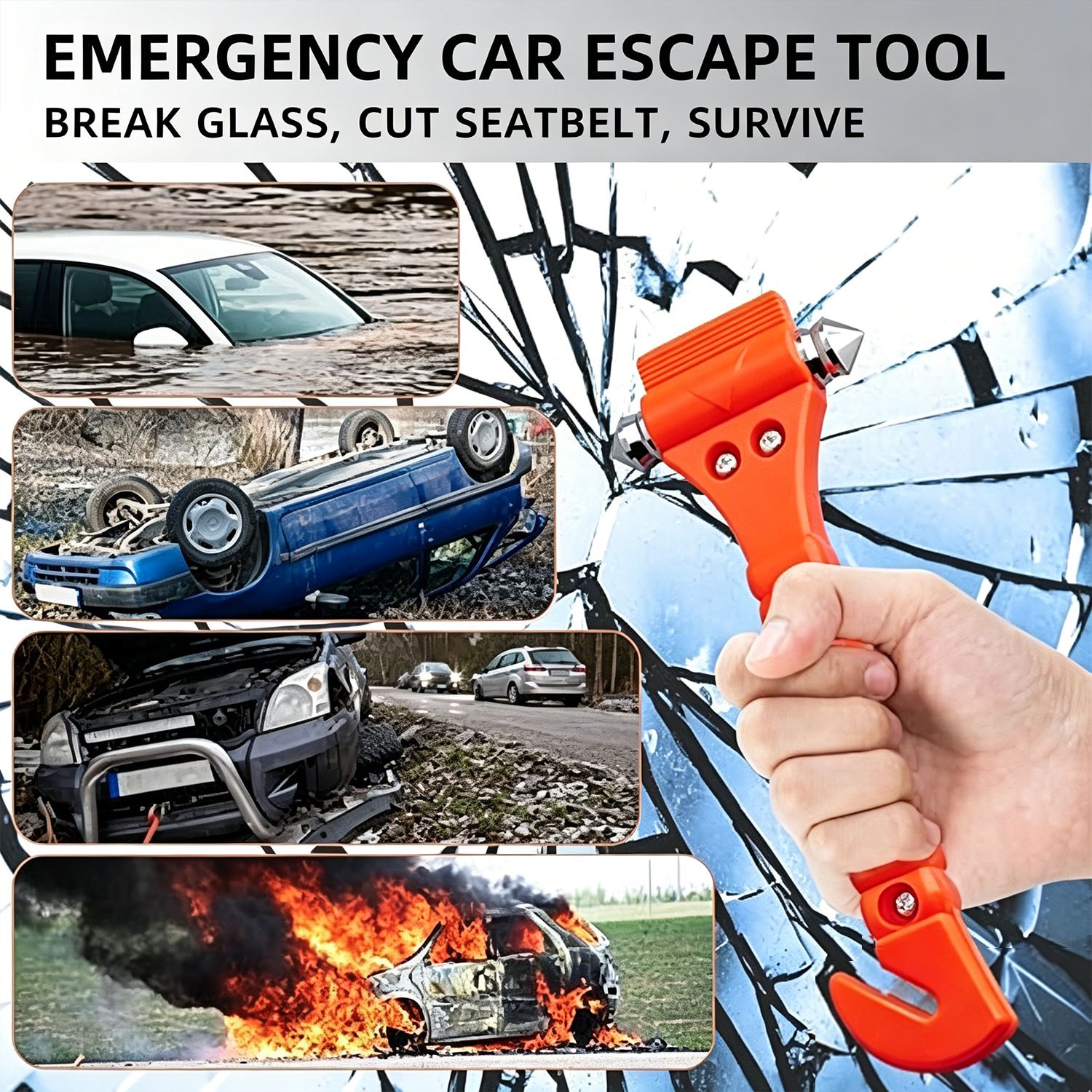 1/2PCS Survival Safety Hammer  - đánh giá và giá Car Emergency Tool Kit
