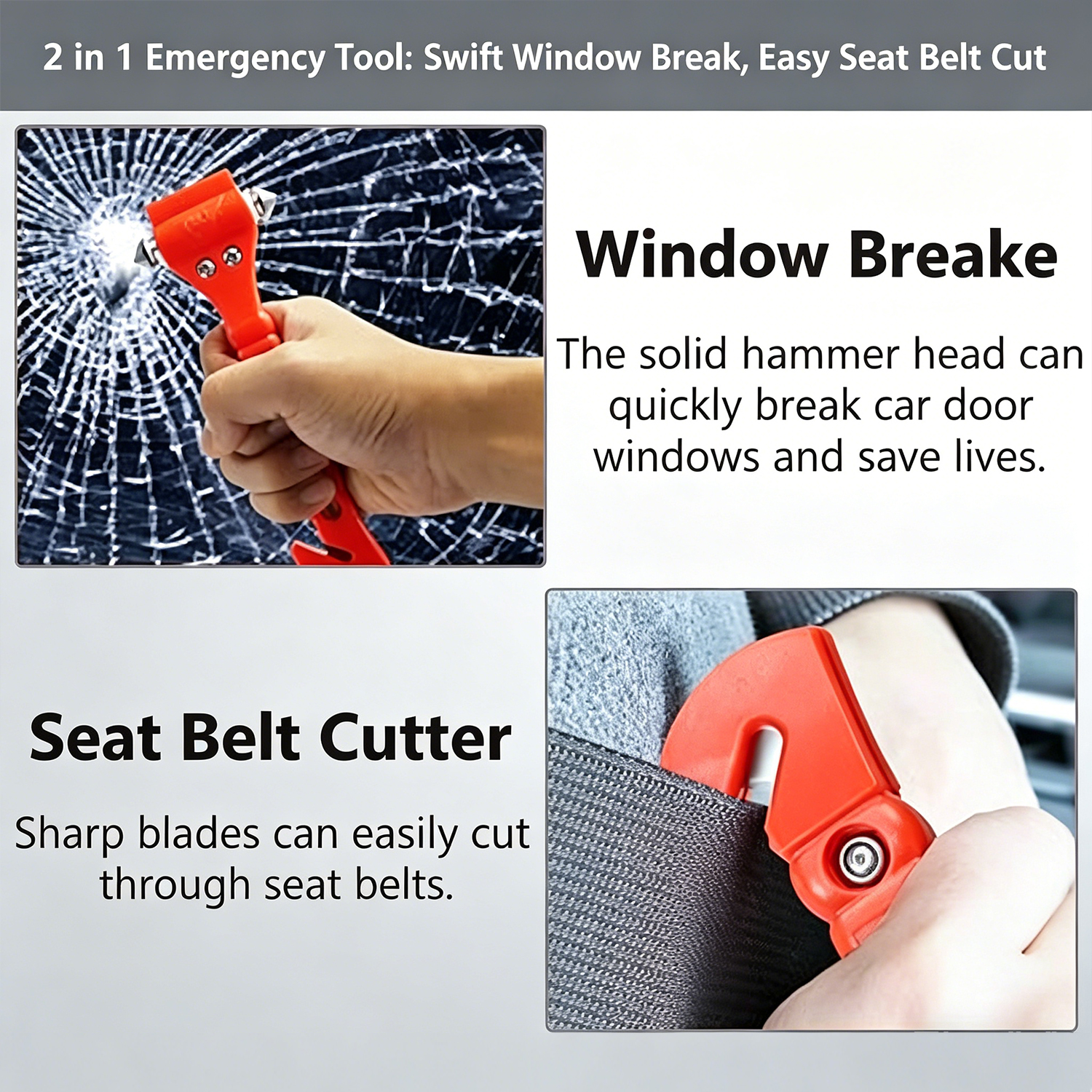 1/2PCS Survival Safety Hammer  - đánh giá và giá Car Emergency Tool Kit